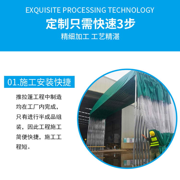 浙江省宁波市带轮PVC遮雨雨蓬遮风镀锌管活动雨篷活动定制雨篷测量定做遮阳篷-搜了网(图1)